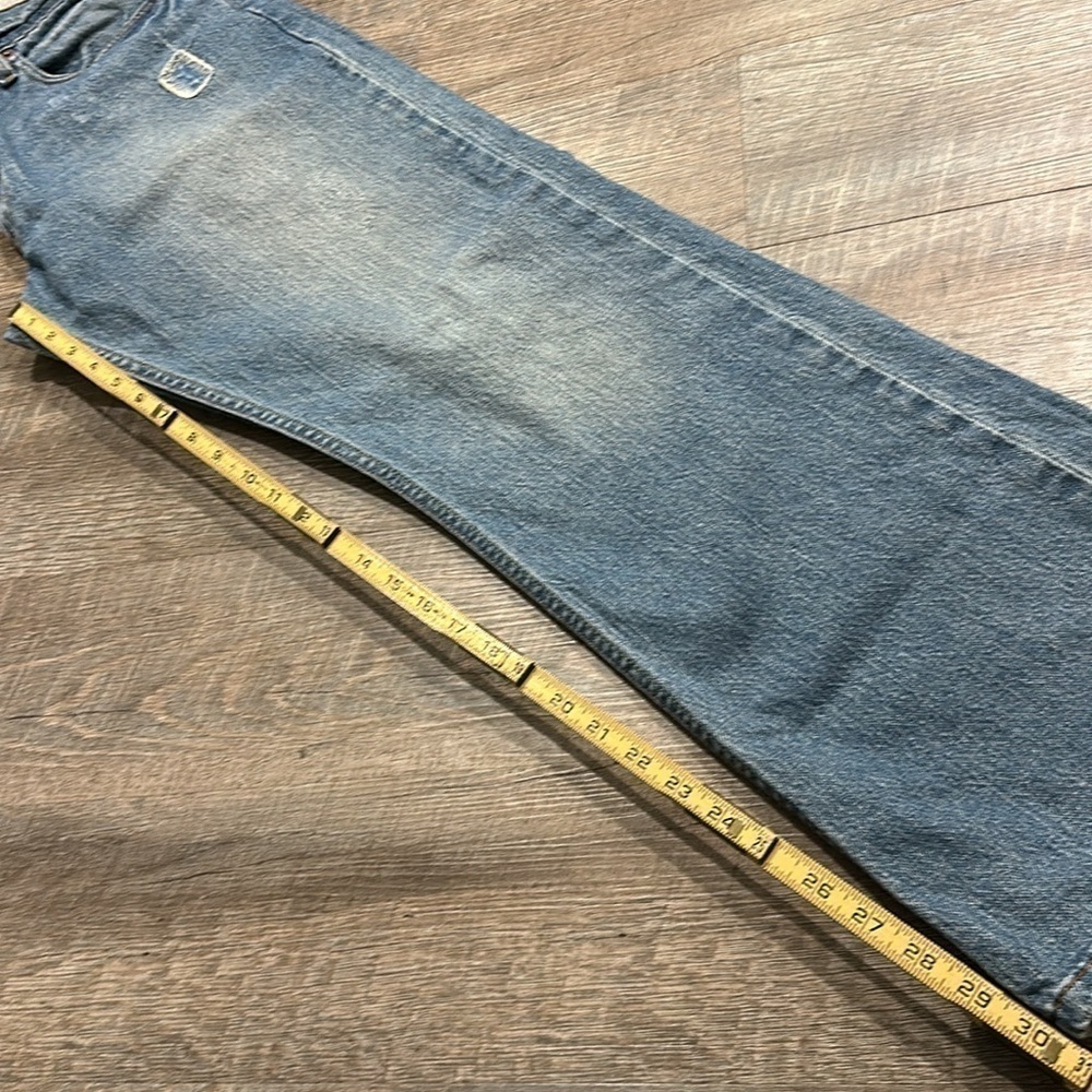Levis R tab patched distressed Low Boot Cut 527 jeans size 33x32” - Picture 11 of 12